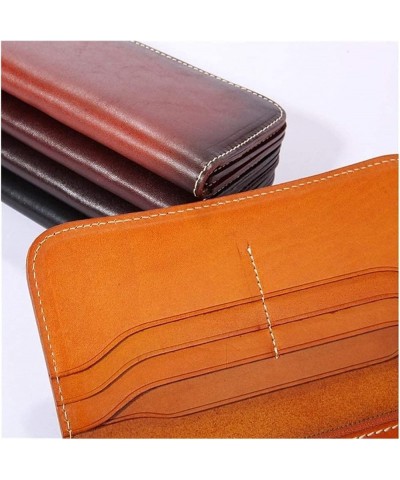 Men's Wallet Original Handmade Men's Leather Vegetable Tanned Long Wallet Leather Wallet Fashion Trend (Color : Dark Coffee) ...