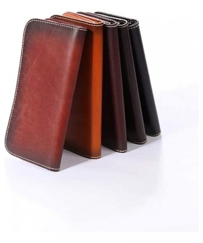 Men's Wallet Original Handmade Men's Leather Vegetable Tanned Long Wallet Leather Wallet Fashion Trend (Color : Dark Coffee) ...