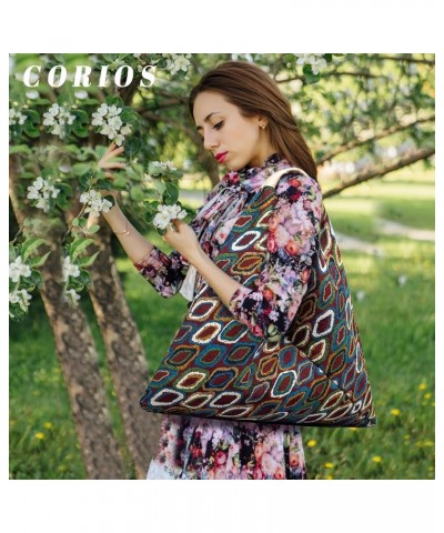 Canvas Handbag for Women Ethnic Style Tote Bag Bohemian Top Handle Bag Summer Beach Bag Large Capacity Hobo Bag Multicolour E...