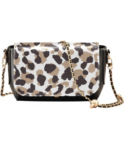 Brown Black Leopard Crossbody Bags for Women Leather Purse Shoulder Bag Handbag for Gifts Work Daily $17.60 Shoulder Bags