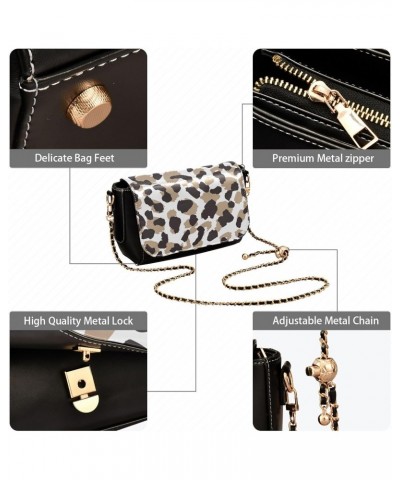 Brown Black Leopard Crossbody Bags for Women Leather Purse Shoulder Bag Handbag for Gifts Work Daily $17.60 Shoulder Bags