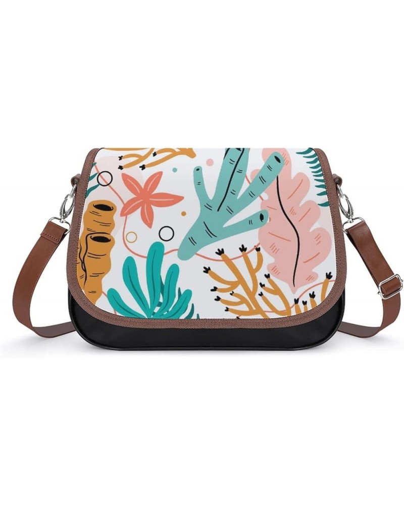 Printed Shoulder Crossbody Bag Leather Hobo Bags Medium Ladies Top Handles Satchels Flower Painting Color6 $25.46 Hobo Bags