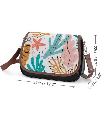 Printed Shoulder Crossbody Bag Leather Hobo Bags Medium Ladies Top Handles Satchels Flower Painting Color6 $25.46 Hobo Bags