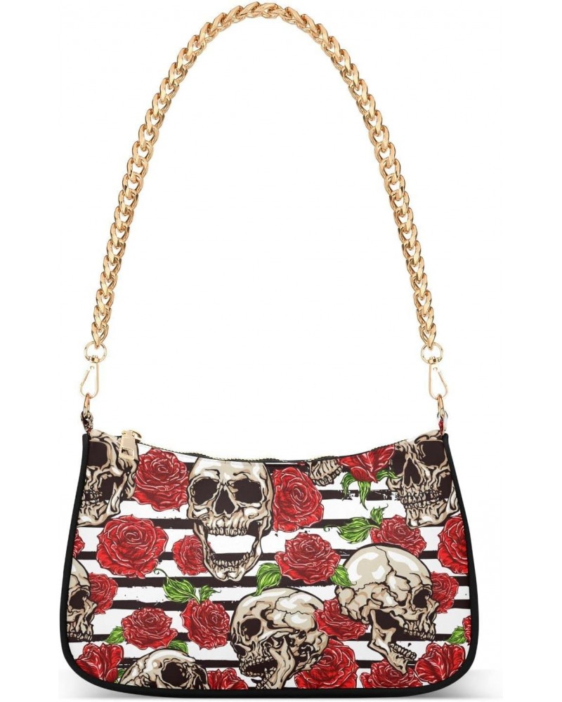 Halloween Dead Day Skulls Shoulder Bag for Women Crossbody Small Tote Bag Purses with Chain Strap Handbag for Travel Beach Gi...