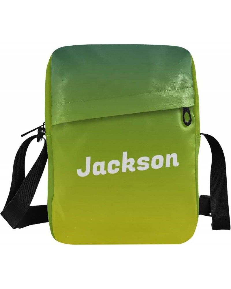 Green Gradient Custom Crossbody Bags for Women Men Messenger Bags Sling Bag for Cycling 07 $9.20 Crossbody Bags