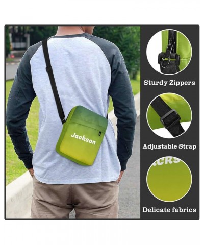 Green Gradient Custom Crossbody Bags for Women Men Messenger Bags Sling Bag for Cycling 07 $9.20 Crossbody Bags