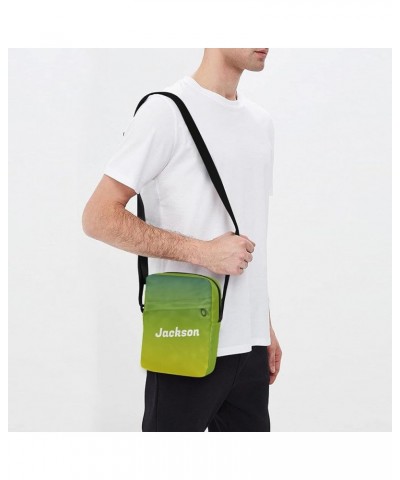 Green Gradient Custom Crossbody Bags for Women Men Messenger Bags Sling Bag for Cycling 07 $9.20 Crossbody Bags