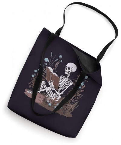 Bookish Cottagecore Aesthetic Floral Skeleton Book Lover Tote Bag $10.80 Totes