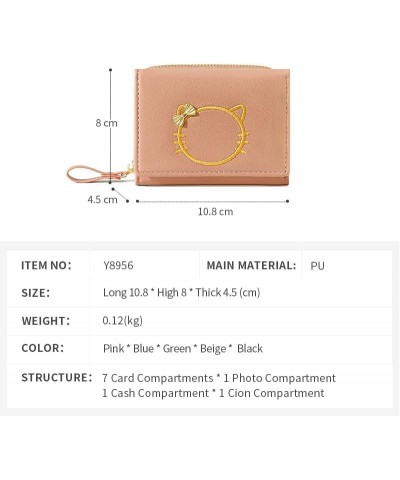 wallets for women leather clutch purse cute solid color card holder wallet mini trifold zipper pocket coin purse (Black) Pink...