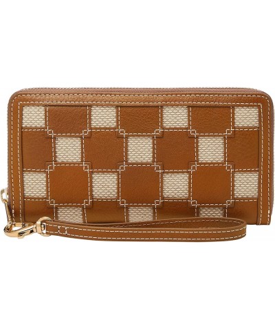 Women's Logan Leather RFID-Blocking Zip Around Clutch Wallet with Wristlet Strap for Women Saddle/Natural $40.49 Clutches