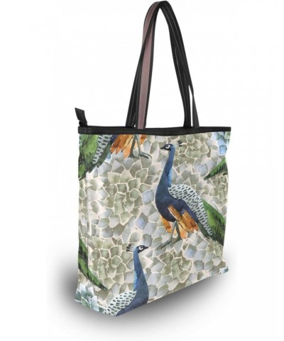 Peacock Cactus Women Tote Bag Handbag Large Capacity Shoulder Bags $10.59 Shoulder Bags