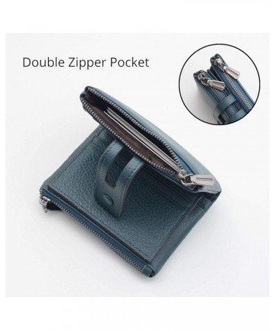 Small Soft Leather Wallet for Women RFID Blocking Ladies Card Holder with Double Zipper Pocket Blue $13.05 Wallets