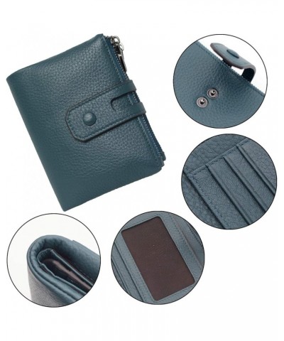 Small Soft Leather Wallet for Women RFID Blocking Ladies Card Holder with Double Zipper Pocket Blue $13.05 Wallets