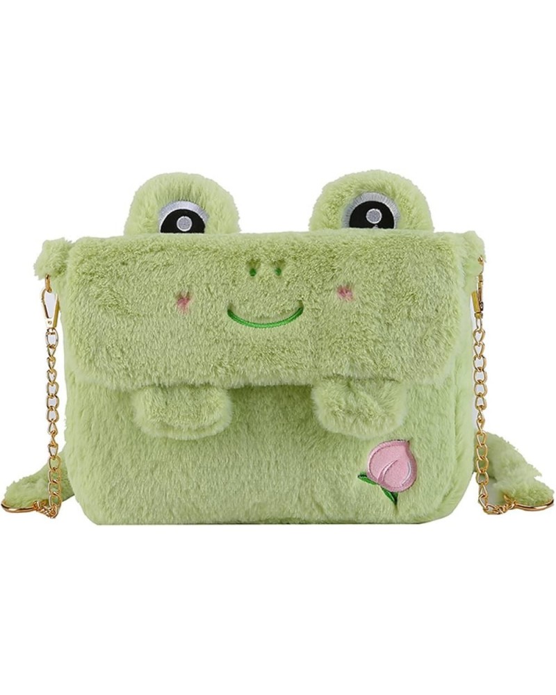 Women Girls Fluffy Shoulder Bag Cute Cartoon Embroidery Plush Crossbody Bag Purse Soft Furry Handbag for Autumn Winter Green ...