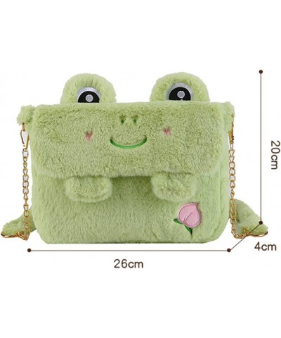 Women Girls Fluffy Shoulder Bag Cute Cartoon Embroidery Plush Crossbody Bag Purse Soft Furry Handbag for Autumn Winter Green ...