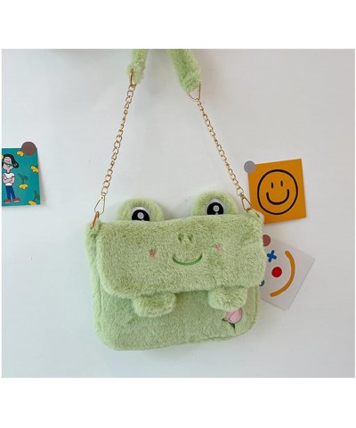 Women Girls Fluffy Shoulder Bag Cute Cartoon Embroidery Plush Crossbody Bag Purse Soft Furry Handbag for Autumn Winter Green ...