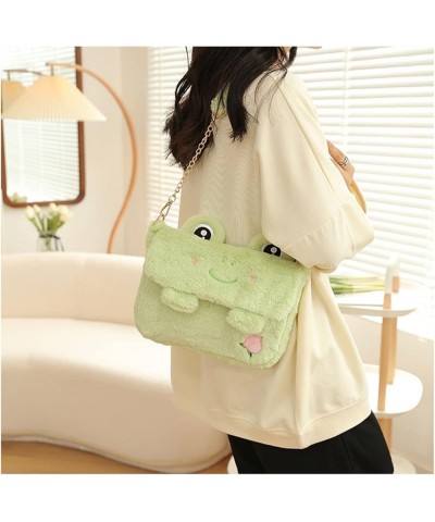 Women Girls Fluffy Shoulder Bag Cute Cartoon Embroidery Plush Crossbody Bag Purse Soft Furry Handbag for Autumn Winter Green ...