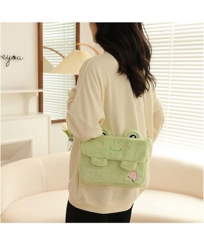 Women Girls Fluffy Shoulder Bag Cute Cartoon Embroidery Plush Crossbody Bag Purse Soft Furry Handbag for Autumn Winter Green ...