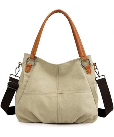 Women Soft New Large-capacity Canvas Simple Casual Shoulder Messenger Female Tote Satchel Crossbody Bag Khaki $18.79 Totes