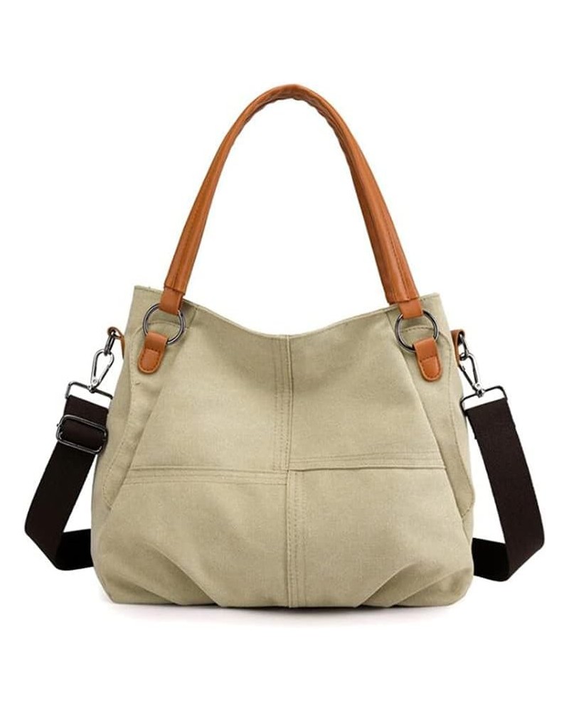 Women Soft New Large-capacity Canvas Simple Casual Shoulder Messenger Female Tote Satchel Crossbody Bag Khaki $18.79 Totes