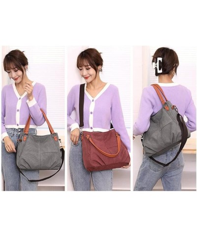 Women Soft New Large-capacity Canvas Simple Casual Shoulder Messenger Female Tote Satchel Crossbody Bag Khaki $18.79 Totes