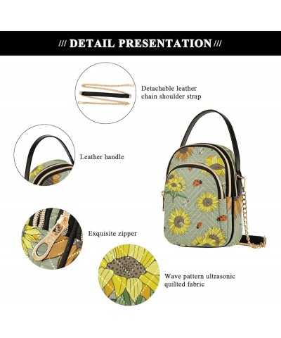 Daisy Flower Polka Dot Stylish Crossbody Handbags, Three Zip Compartments, Versatile & Durable, Travel Wallet for Women Sunfl...