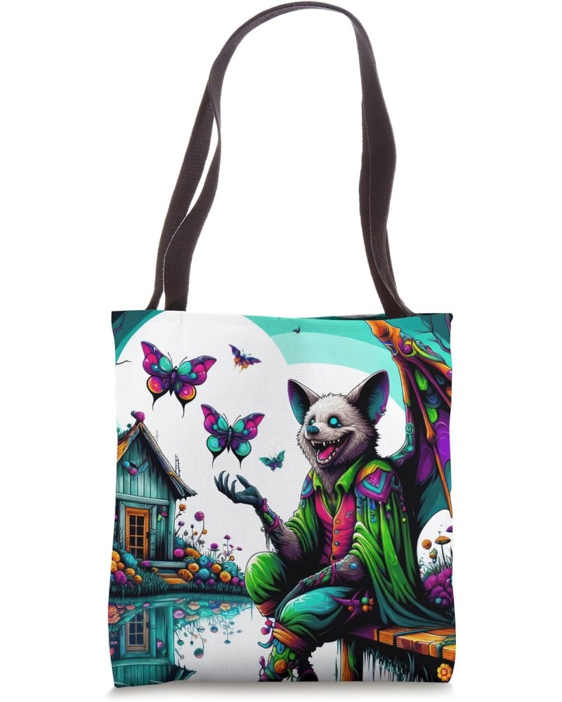 Strange Aesthetic Weirdcore Oddcore Dreamcore Bat Tote Bag $9.90 Totes