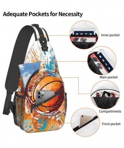 Splash Sports Basketball Crossbody Sling Bag for Men Women Sling Backpack Shoulder Bag Casual Hiking Daypack Chest Bag for Tr...