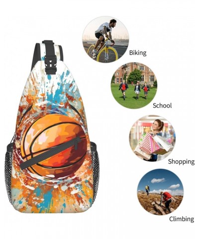 Splash Sports Basketball Crossbody Sling Bag for Men Women Sling Backpack Shoulder Bag Casual Hiking Daypack Chest Bag for Tr...