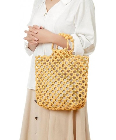 Handbag Woven Bag Wooden Bead European and American Retro Style Free Inner Bag Hollow Ethnic Style Tote Xiangyabai $14.21 Totes