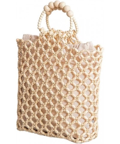 Handbag Woven Bag Wooden Bead European and American Retro Style Free Inner Bag Hollow Ethnic Style Tote Xiangyabai $14.21 Totes