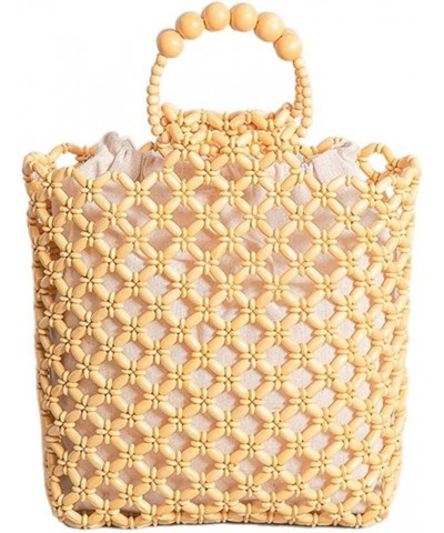 Handbag Woven Bag Wooden Bead European and American Retro Style Free Inner Bag Hollow Ethnic Style Tote Xiangyabai $14.21 Totes