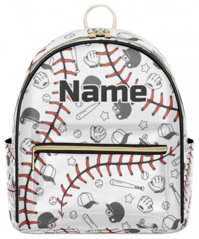 Baseball Custom Mini Backpack Purse for Women, Baseball Ball Personalized Fashion Leather Small Backpack Shoulder Handbag Tra...