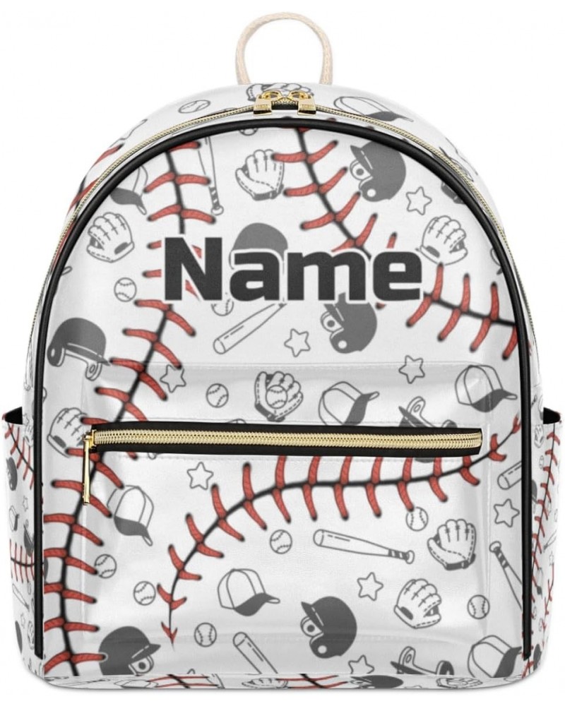 Baseball Custom Mini Backpack Purse for Women, Baseball Ball Personalized Fashion Leather Small Backpack Shoulder Handbag Tra...