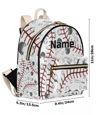 Baseball Custom Mini Backpack Purse for Women, Baseball Ball Personalized Fashion Leather Small Backpack Shoulder Handbag Tra...