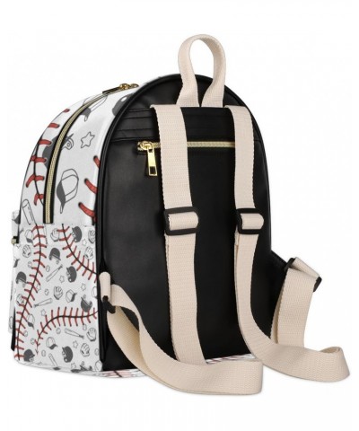 Baseball Custom Mini Backpack Purse for Women, Baseball Ball Personalized Fashion Leather Small Backpack Shoulder Handbag Tra...