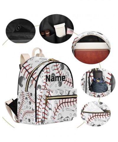 Baseball Custom Mini Backpack Purse for Women, Baseball Ball Personalized Fashion Leather Small Backpack Shoulder Handbag Tra...