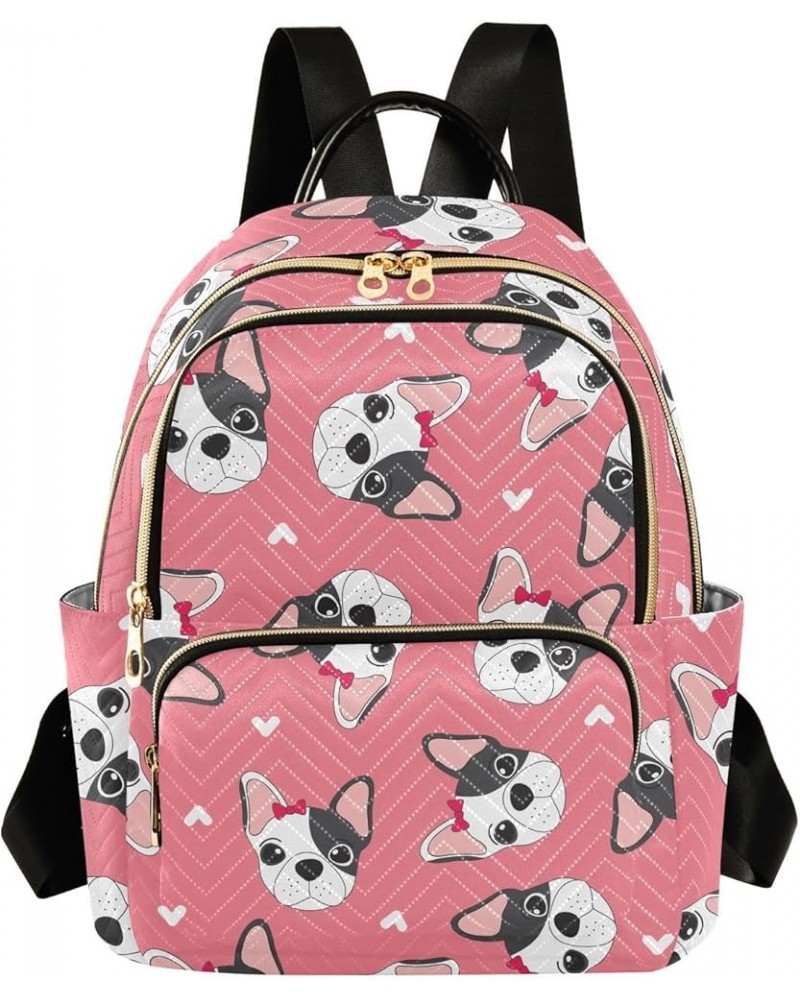 Cartoon Cute Dogs Mini Backpack Purse for Women, Pink Puppies Travel Backpack Fashion Backpack Lightweight Shoulder Bag Small...