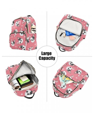 Cartoon Cute Dogs Mini Backpack Purse for Women, Pink Puppies Travel Backpack Fashion Backpack Lightweight Shoulder Bag Small...