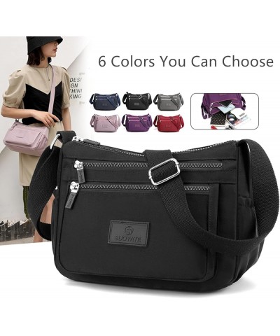 Purses for Women Nylon Multi Pocket Crossbody Bag Ladies Travel Handbag Shoulder Handbags Black $11.19 Shoulder Bags