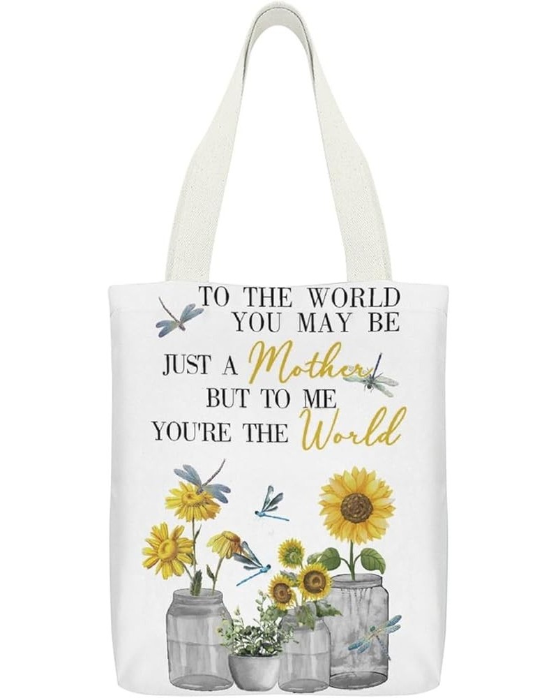 Plain Canvas Tote Bags 32x38 Cm Vintage Sunflower Dragonfly Tote Bag With Zipper for Women Grocery Shopping Gift Bag Style-3 ...