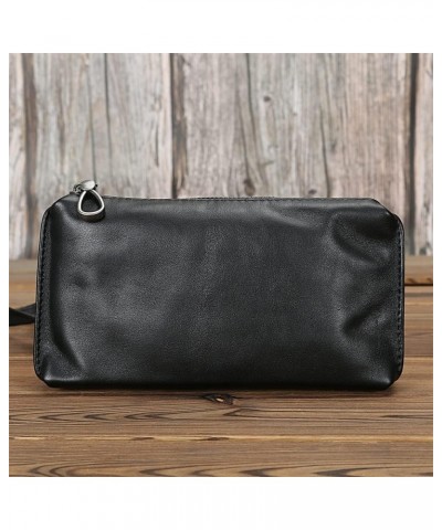 Clutch Bag Men's Soft Leather Clutch Long Wallet Fashion Casual Business Phone Bag 10*4*20cm D $54.76 Wallets