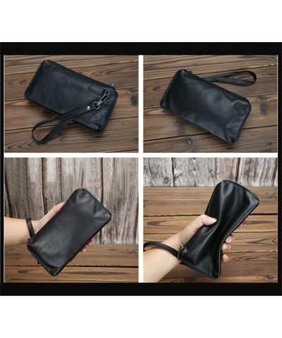 Clutch Bag Men's Soft Leather Clutch Long Wallet Fashion Casual Business Phone Bag 10*4*20cm D $54.76 Wallets