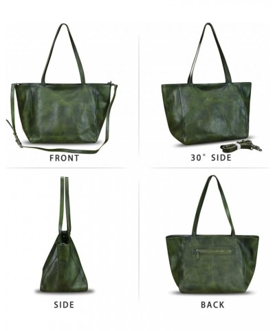 Genuine Leather Handbag Bag for Women Vintage Leather Shoulder Bag Purse Handmade Tote Bag Crossbody Pouch Green $55.42 Totes