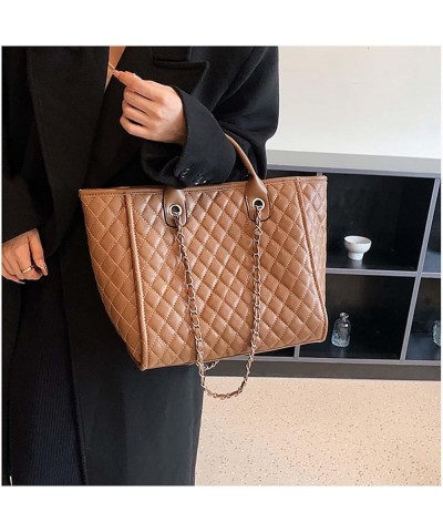 Lingge Women's Bag Chain Bag Fashion Handle One Shoulder Tote Bag Brown $18.71 Totes