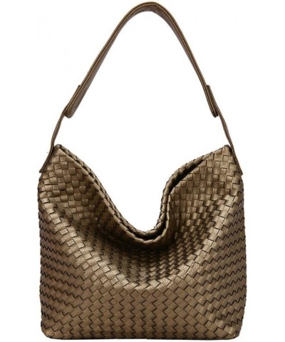 Shoulder Bag for Women Handmand Woven Hobo Bag Casual Leather Tote Handbag Fashion Purse Gold $33.80 Totes