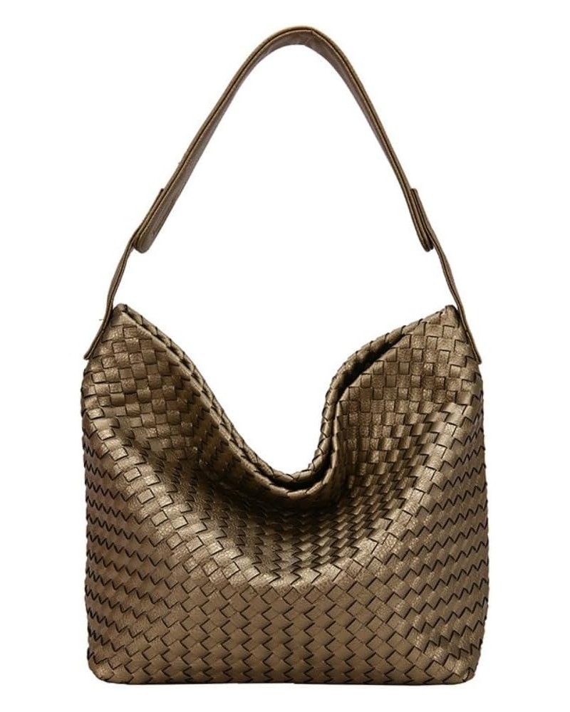 Shoulder Bag for Women Handmand Woven Hobo Bag Casual Leather Tote Handbag Fashion Purse Gold $33.80 Totes