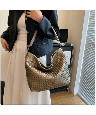 Shoulder Bag for Women Handmand Woven Hobo Bag Casual Leather Tote Handbag Fashion Purse Gold $33.80 Totes