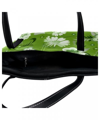 Women's Leather Purse and Handbag, Large Capacity Top Handle Satchel Purses Shoulder Bag Green Floral Flowers Green $25.79 Sa...