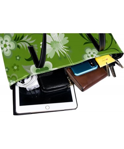 Women's Leather Purse and Handbag, Large Capacity Top Handle Satchel Purses Shoulder Bag Green Floral Flowers Green $25.79 Sa...